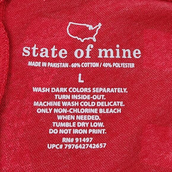 State of Mine Red V Neck Texas Graphic T-Shirt Large Lightweight Soft Stretchy - Picture 6 of 6